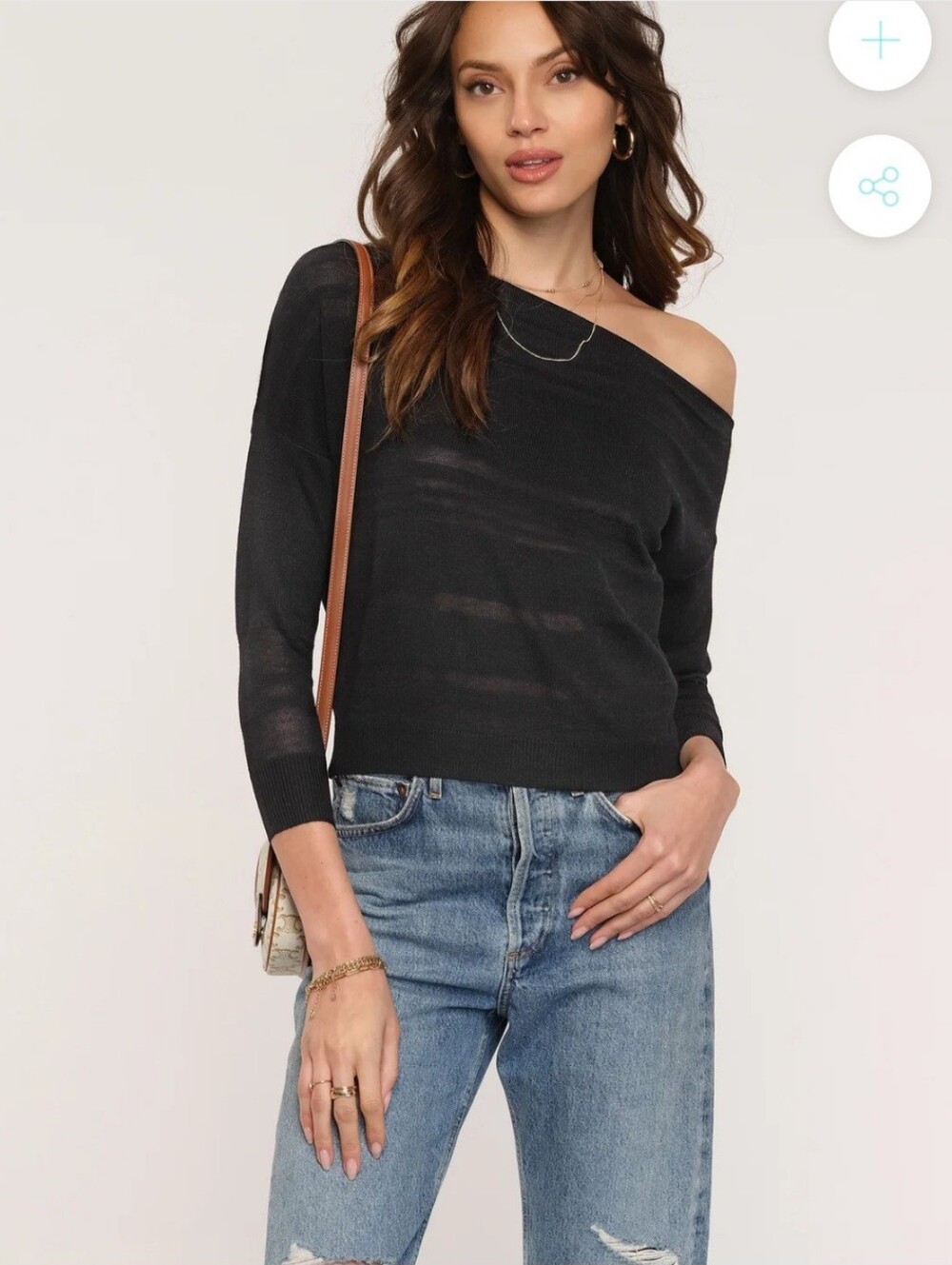 Heartloom Off-the-Shoulder Lightweight Sweater In Dune Size Large